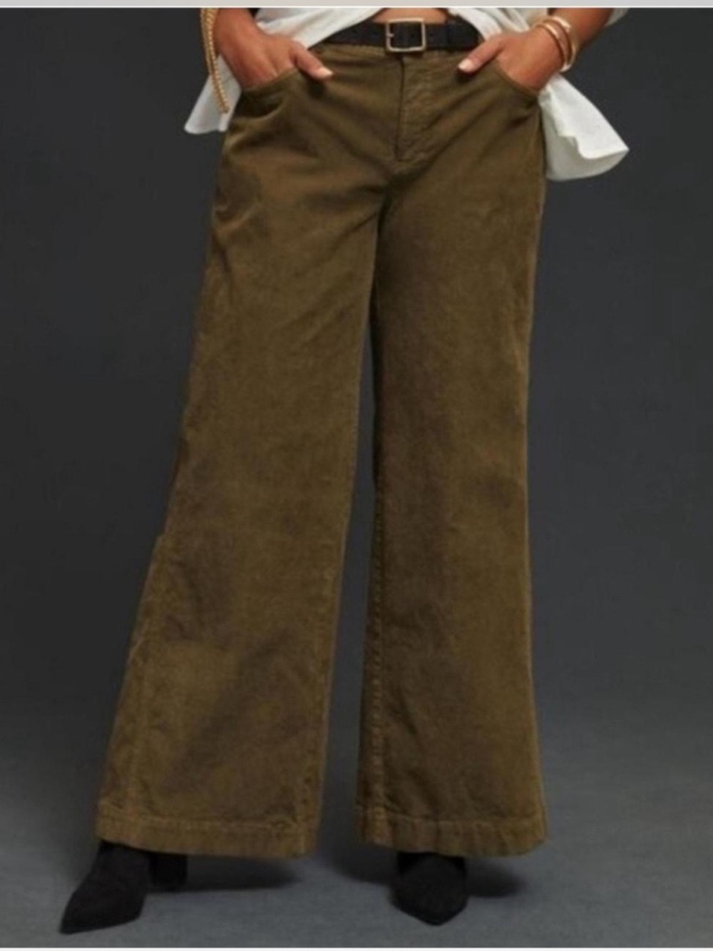 Anthropologie Pilcro Brown Corduroy Wide Leg Pants Size 33 Dark Brown